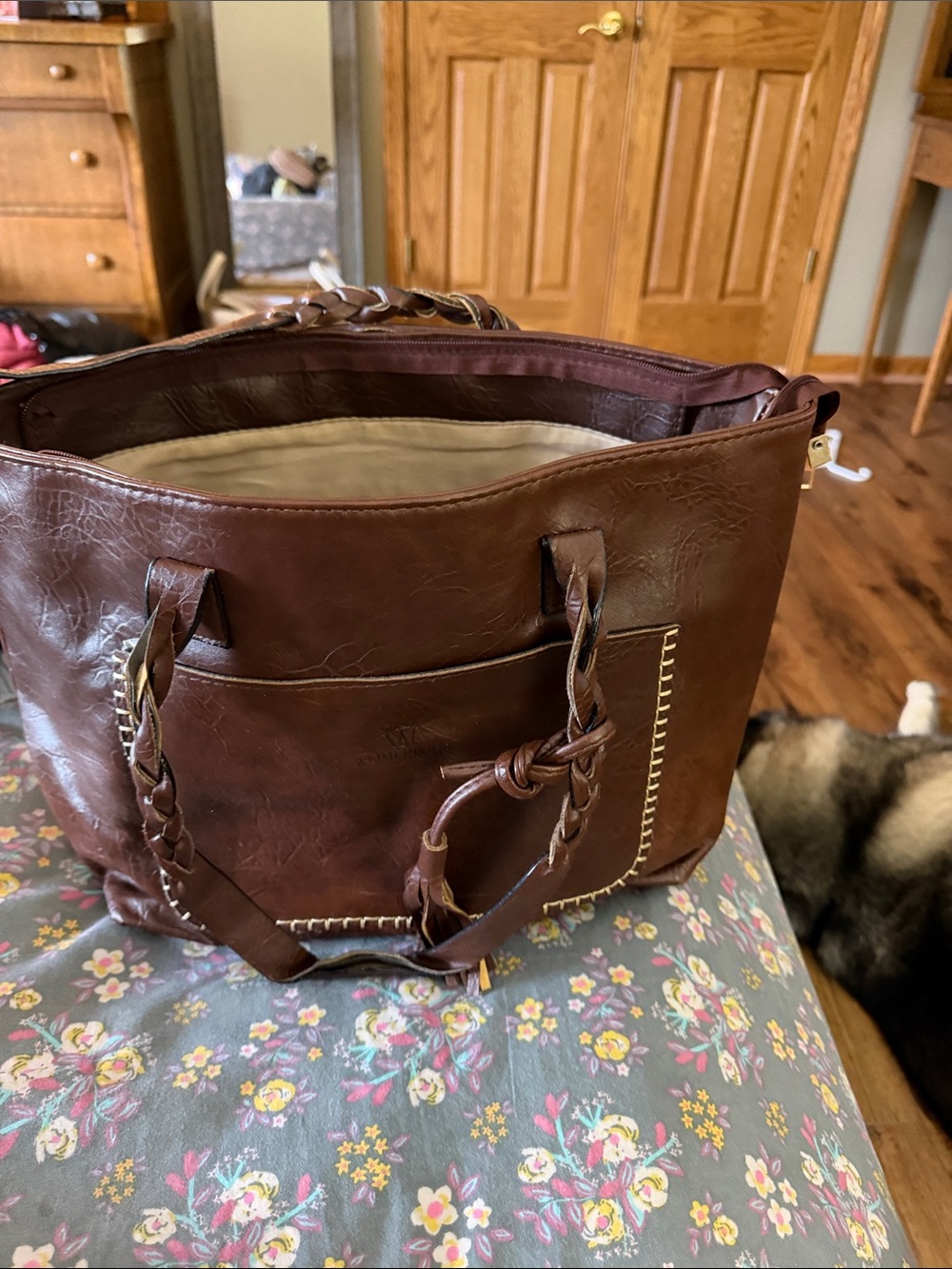 Everyday Braided Tote Bag in Brown - Women's Shoulder Carry